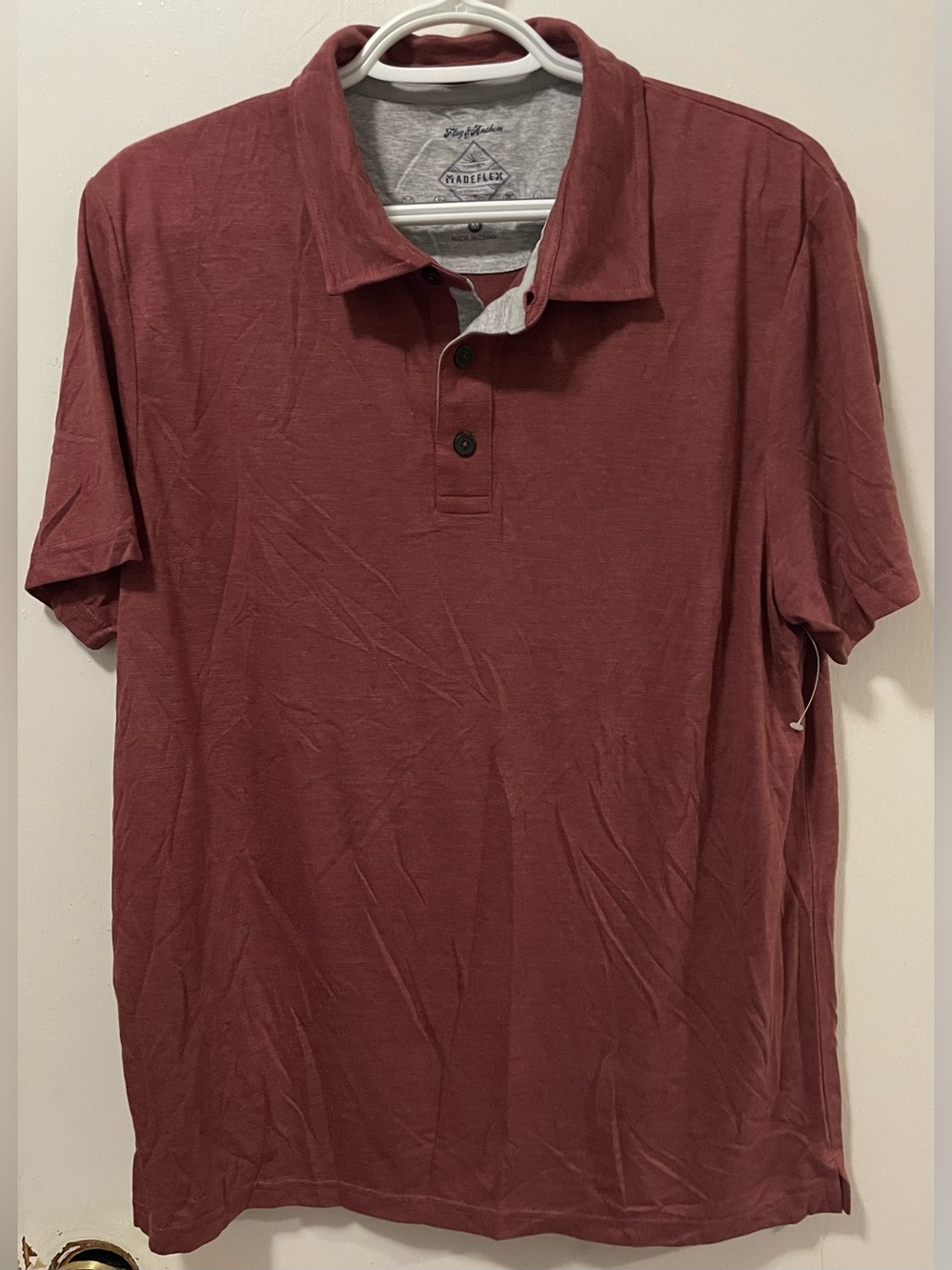 Flag & Anthem MadeFlex Men’s Rusty Red Short Sleeve Top Tee Polo Shirt Medium